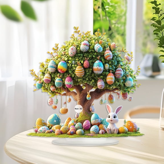 Easter Decorations for the Home Farmhouse Colorful Bunny with Egg 2D Acrylic Easter Table Decor Happy Spring Decoration for Indoor Home Party Easter Tabletop Decoration Easter Gifts for Kids