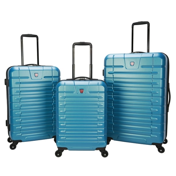 Moda ABS Hard Side 3 Piece Luggage Set, Includes 28-inch and 24-inch Checked and 20-inch carry-on Luggage, Blue