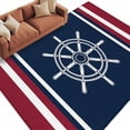 thumbnail image 2 of Navy Blue Red Stripe Area Rug 5x7 FT, Non Slip Bedroom Throw Carpet, Coastal Nautical Rudder Farmhouse Washable Soft Floor Carpet Non-Shedding Rug for Dining Room Bedside Classroom Desk, 2 of 9