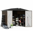 thumbnail image 5 of COMHOMA Outdoor Storage Shed 8 x 6 FT Shed with Lockable Door Steel Garden Shed with Air Vent,Brown, 5 of 9