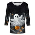 thumbnail image 5 of Mifsaly Halloween Tops for Women 2026 Spooky Witch Print 3/4 Sleeve T-Shirt Casual Fall Novelty Graphic Tees Blouses for Holiday Party Black,XXXXXL, 5 of 5