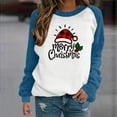 thumbnail image 2 of Odeerbi Christmas Crewneck Sweatshirts For Women 2025 Fashion Print Pullover Tops Long Sleeve Comfortable Blouse Blue, 2 of 6