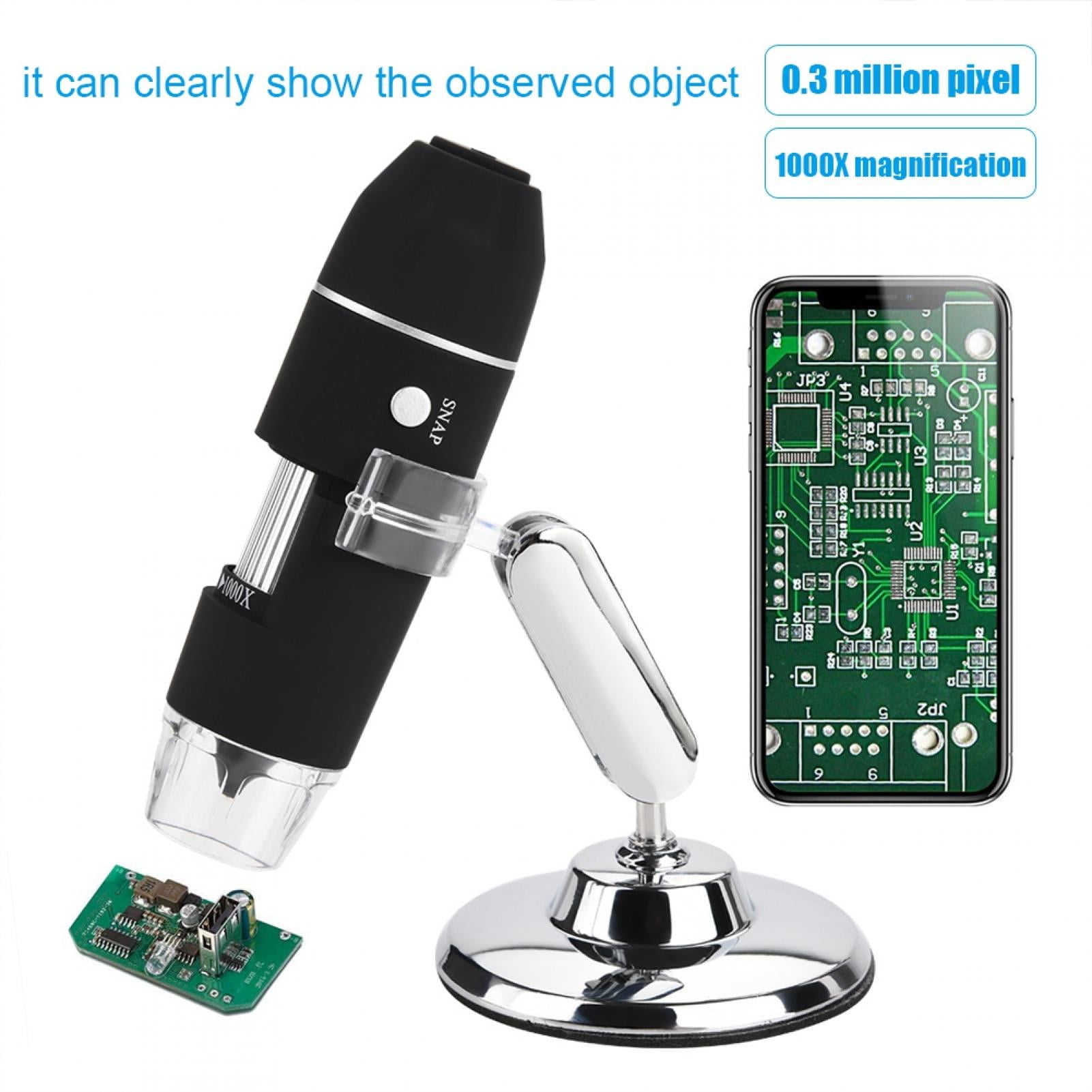 HD Microscope Soft and Not Dazzling Light Source 0.3 Million USB Microscope 3 in 1 Interface for Student Adult 