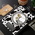 thumbnail image 7 of 2024 Placemat Black And White Cow Pattern Art Set of 4/6pcs Kitchen Coffee Accessories Coasters Home Dining Table r Linen Mats, 7 of 7