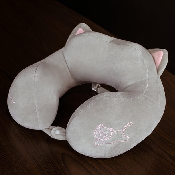 Almohada en forma de U con forma de animal de dibujos animados, almohada cervical tridimensional con joroba, almohada para la siesta en la oficina, almohada para el cuello en avión para viajes
