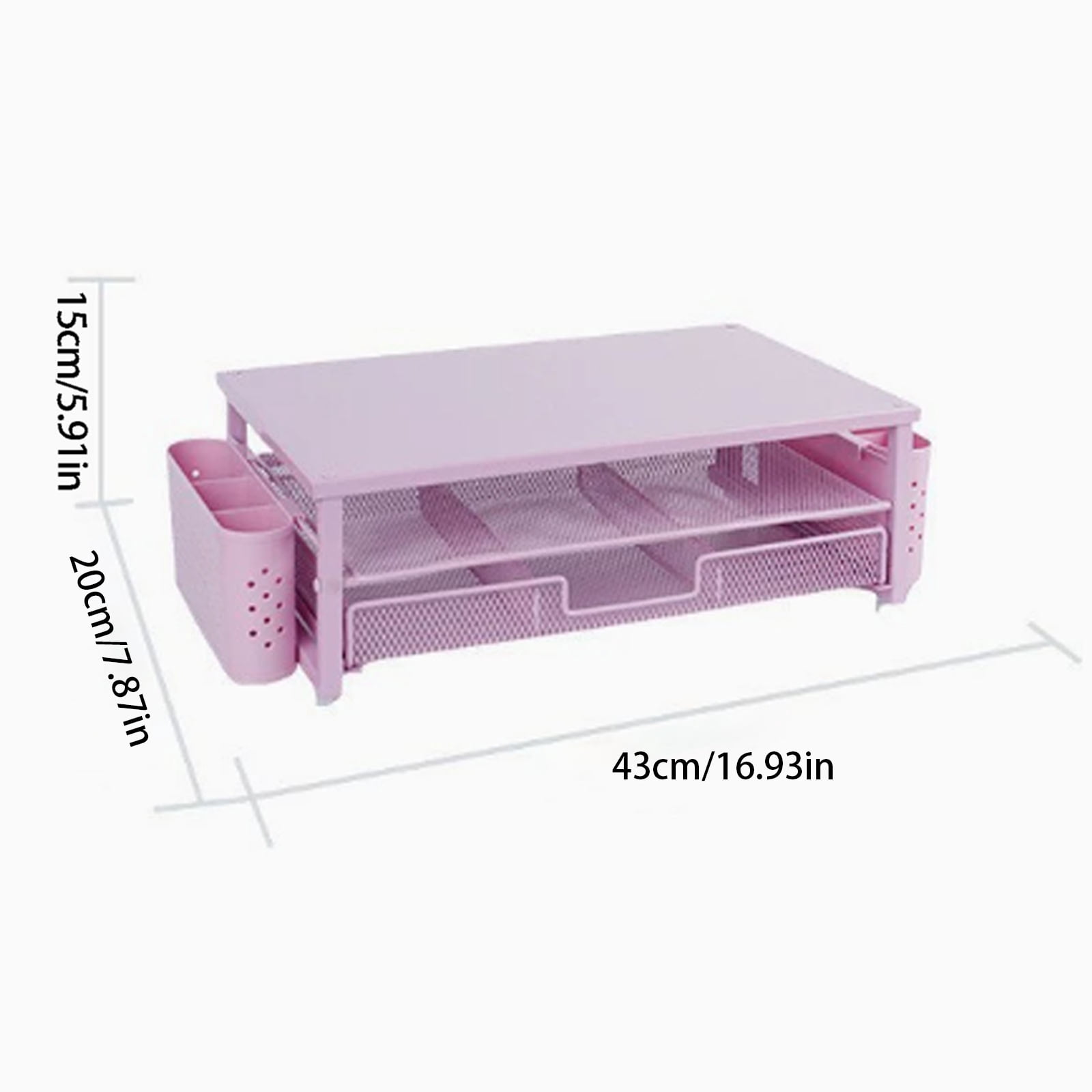 Metal Screen Stand with Ventilation Drawer and Side Storage Computer Monitor Stand Laptop Stand Desk Organiser Shelf