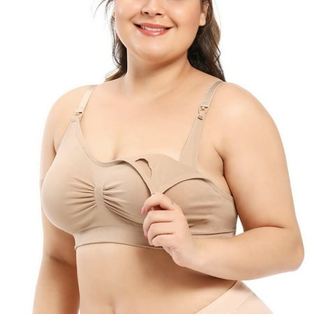 LWNYDPLSD Sports Bra Womens Plus Size Sports Bra No Wire Comfort Sleep Bra Plus Size Workout Activity Bras with Non Removable Pads Shaping Bra Adhesive Bra Beige S