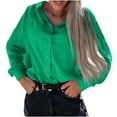 thumbnail image 2 of SHOPESSA Womens Tops Plus Size Long Sleeve Workout Shirts Casual Solid Turn-down Collar Cardigan Buttons Blouse Tops, 2 of 9