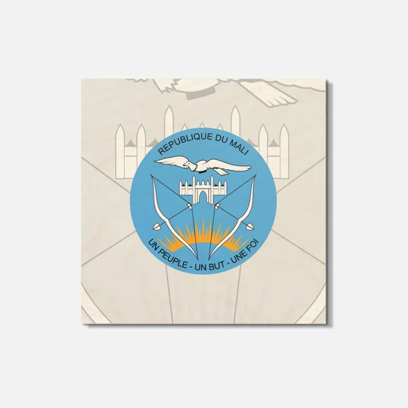 Mali Coat Of Arms 4'' X 4'' Square Wooden Coaster
