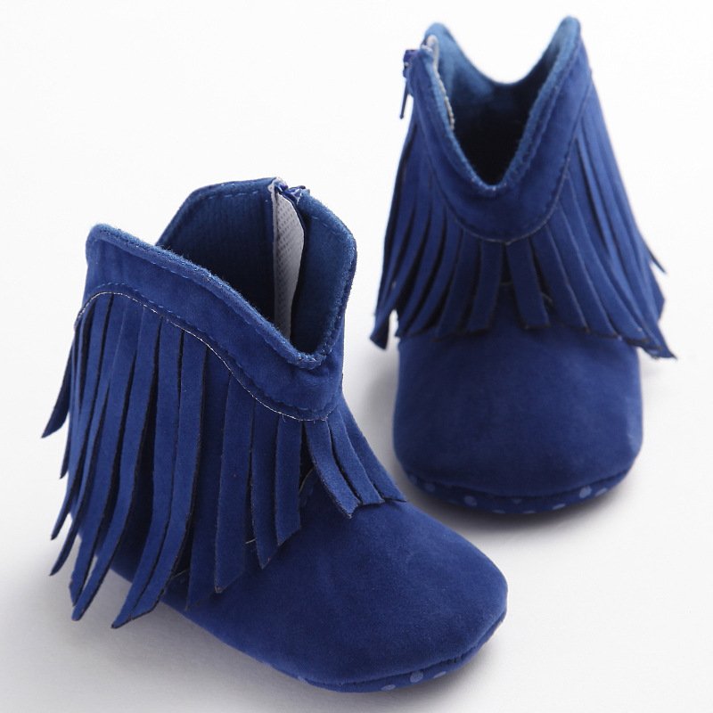 Baby Girls Cowboy Tassel Boots Side Zipper Moccasins Soft Bottom Non-Slip Toddler Shoes - image 3 of 6