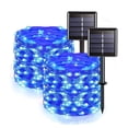thumbnail image 1 of Luces solares para exteriores, 200 LED, 12 m/40 pies, impermeables, 8 patrones para jardín, patio, casa, Navidad, boda, fiesta (azul), 1 of 4