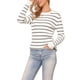 thumbnail image 4 of SUÉTER CASUAL INSPIRE CHIC PARA MUJERES, DE CUELLO REDONDO A RAYAS, HUECO, TENDENCIA DE OTOÑO INVIERNO, TAMAÑO XS, BLANCO, 4 of 5