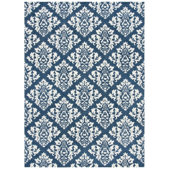 SAFAVIEH Micro-Loop Meridith Floral Area Rug, Blue/Ivory, 9' x 12'
