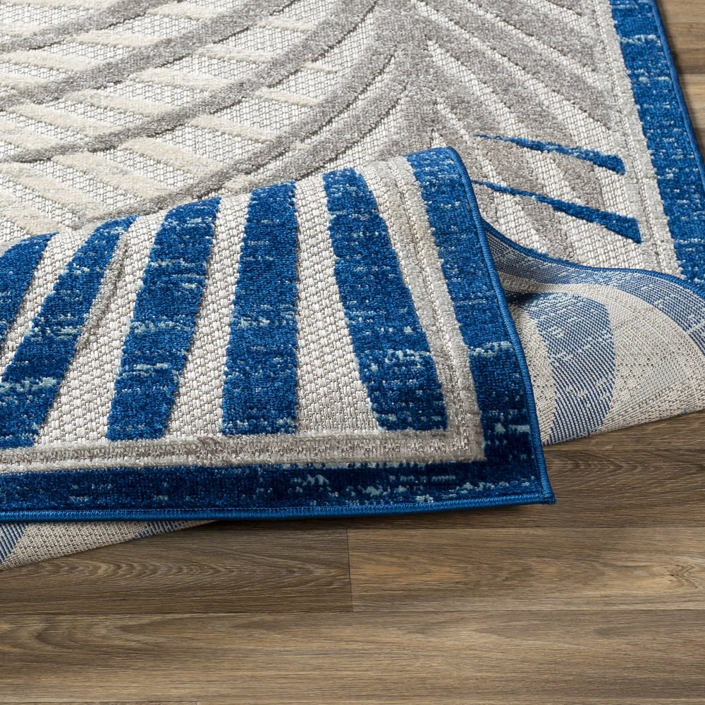Livabliss Outdoor Rugs, 5x7 Big Sur Coastal Blue Area Rug for Patio, Porch, Deck, Backyard, Waterproof Indoor Outdoor Carpet (5'3" x 7'3")