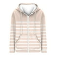 thumbnail image 4 of Charmgo Hoodies for Women, Women Fashion Autumn and Winter Warm Striped Jacket with Pocket Casual Long Sleeve Hooded Jacket Ladies Hooded Sweatshirt Zip Up Hoodie, Fall Clothes for Women 2024 Beige L, 4 of 5