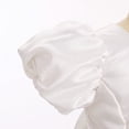 thumbnail image 7 of IBTOM CASTLE Toddler Girls Satin Short Puff Sleeve Flower Girl Dress Baby Girl Birthday Party Ruffle Formal Bowknot Wedding Guest Dress 2-3T White, 7 of 7
