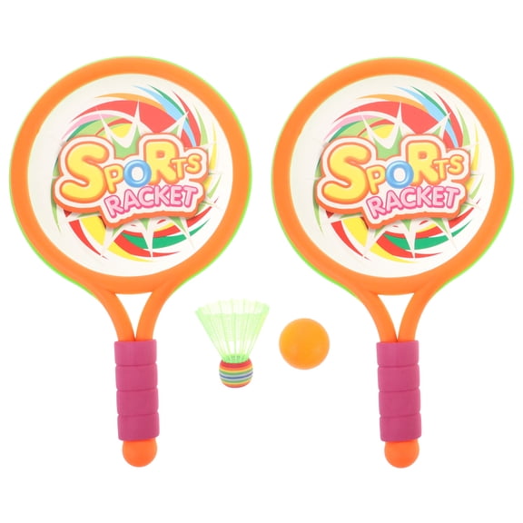 RENACLIPY 1Set Orange Tennis and Badminton Racket with Bunny Pattern for Family Outdoor Activities