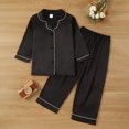thumbnail image 2 of HFHAPW Girls Pajamas Satin Pajama Set Silky Pjs Long Sleeve Button Down Sleepwear Loungewear Sets for Kids,4-5 Y, 2 of 6