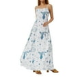 thumbnail image 1 of KOMOO Women Long Slip Dress Printed Boat Neck Spaghetti Strap Dress Backless Loose Dress Plus Size, 1 of 9