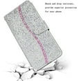 thumbnail image 3 of Compatible with iPhone 12 Glitter Wallet Case with 2 Credit Card Holder Slots Bling Diamond Sequin Flip Stand Purse PU Leather Soft Bumper Protective Cover Case 6.1 inch Black, 3 of 4