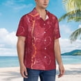 thumbnail image 3 of Pofeuu Abstract Red Marble Print Hawaiian Shirt for Men Sleeves Casual Button Down Summer Beach Dress Shirts T-Shirts,XX-Large, 3 of 7