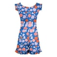 thumbnail image 6 of Girls Ruffle Modest Swimsuits Floral One Piece Jumpsuit Bathing Suits Boyleg Swim Romper Swimwear with Pocket, Blue, 11 years, 6 of 7