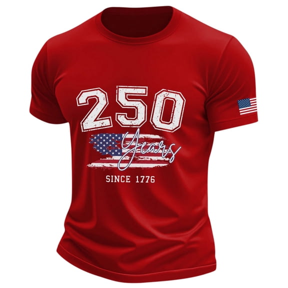 CHENge 4th of July Shirts for Men American Flag Patriotic Shirts 250 Anniversary USA Stars and Stripes Independence Day Tee Top America 250 Shirt