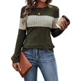 thumbnail image 3 of Women'S Sweaters Trendy Color Block Tops Long Sleeve Shirts Fall Outfits Early Fall Fashion Winter Clothing Green M, 3 of 9