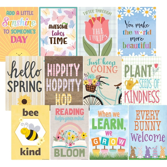 Paquete de pósteres de recursos creados por el profesor Spring, 11 x 40 cm x 12