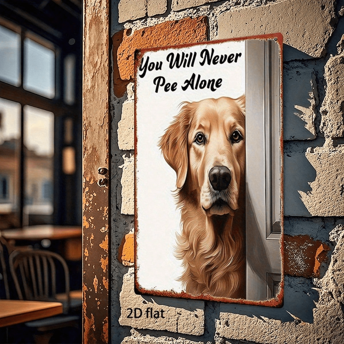 Golden Labrador Dog Metal Tin Sign 8x12 Inch" Vintage Waterproof Rustproof, Wall Art Home Bar Garage Club Decor