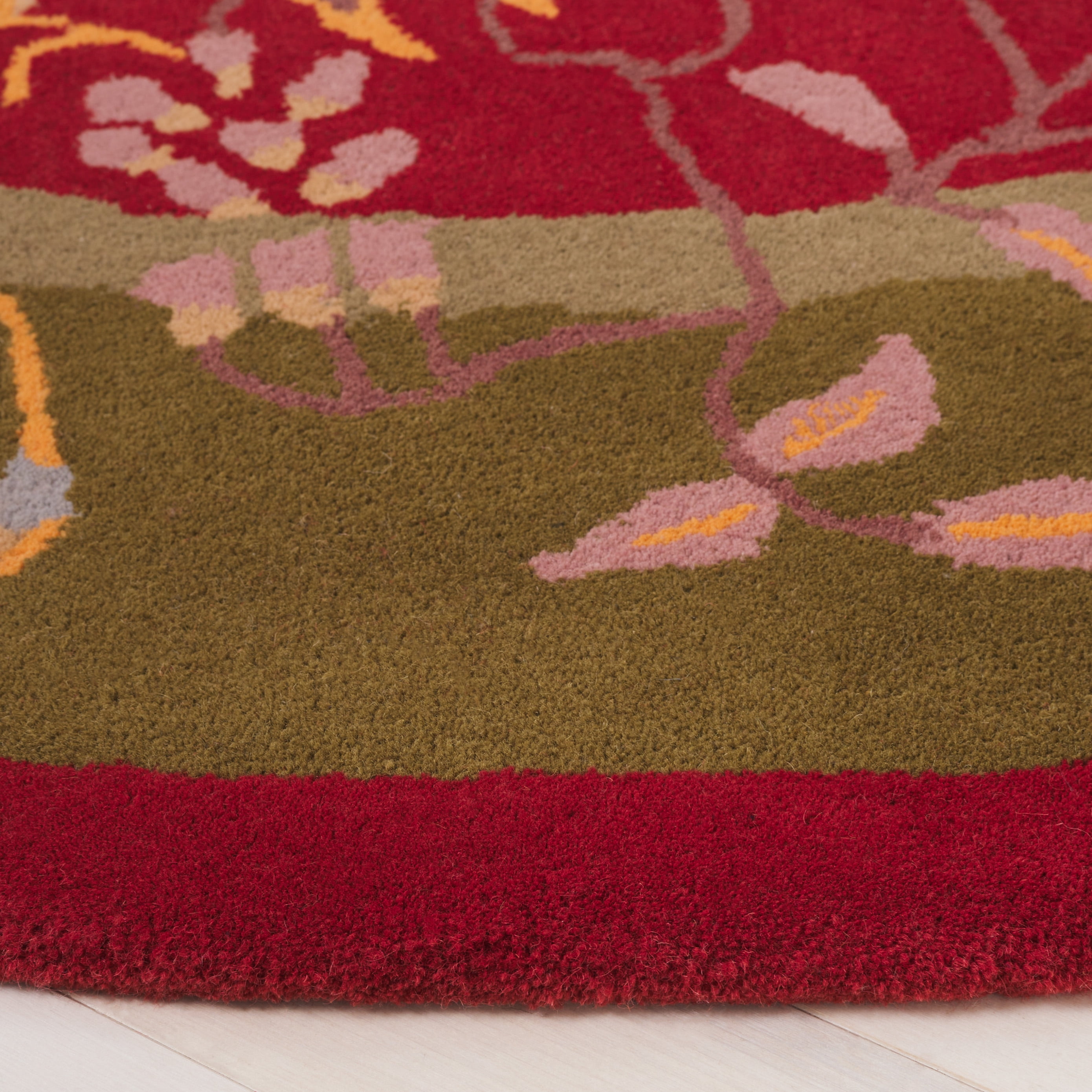 SAFAVIEH Metro Louise Floral Area Rug, Red/Green, 6' x 6' Round