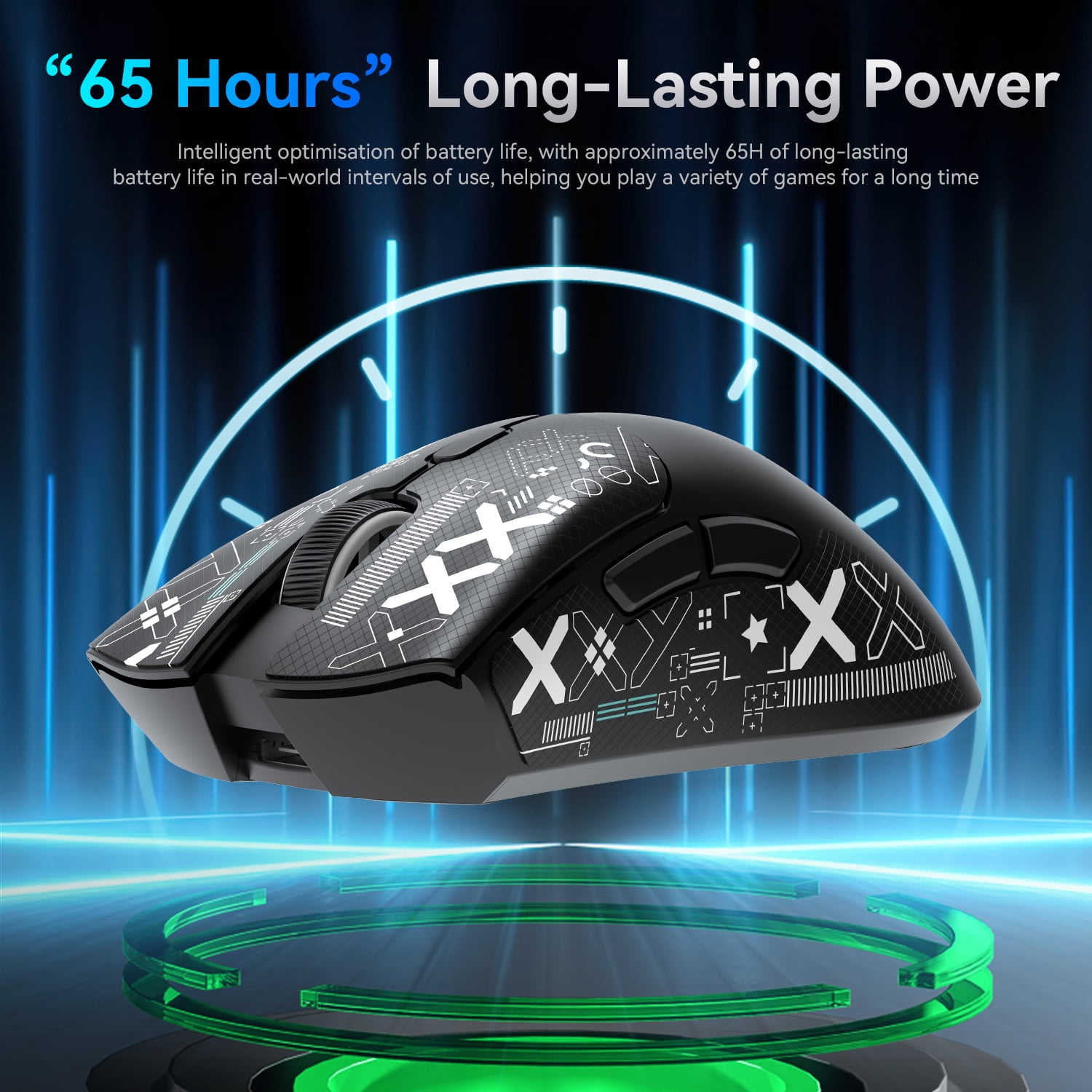 ATTACK SHARK R1 SUPERLIGHT Mouse with Tape, PixArt PAW3311 Gaming Sensor, BT/2.4G Wireless/Wired Gaming Mouse, 6 Adjustable DPI up to 18000, 65 Hrs Battery, Office Mice for Win11/Xbox/PS/Mac