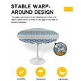 thumbnail image 2 of nqOlkjepod Boho Blue Aqua Round Tablecloth, Fitted Table Cover with Elastic for 45"-54" Round Tables, Geometric Stripes Tribal Bohemia Retro Table Cloth Outdoor Dinning Party Waterproof Tablecloths, 2 of 6