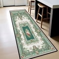 thumbnail image 6 of Green Red Floral Medallion Hallway Runner Rug, Vintage Rose Long Floor Mat, Non-Slip Washable Ornate Rug for Entryway Kitchen, 60x18in/5x1.5ft, 6 of 9