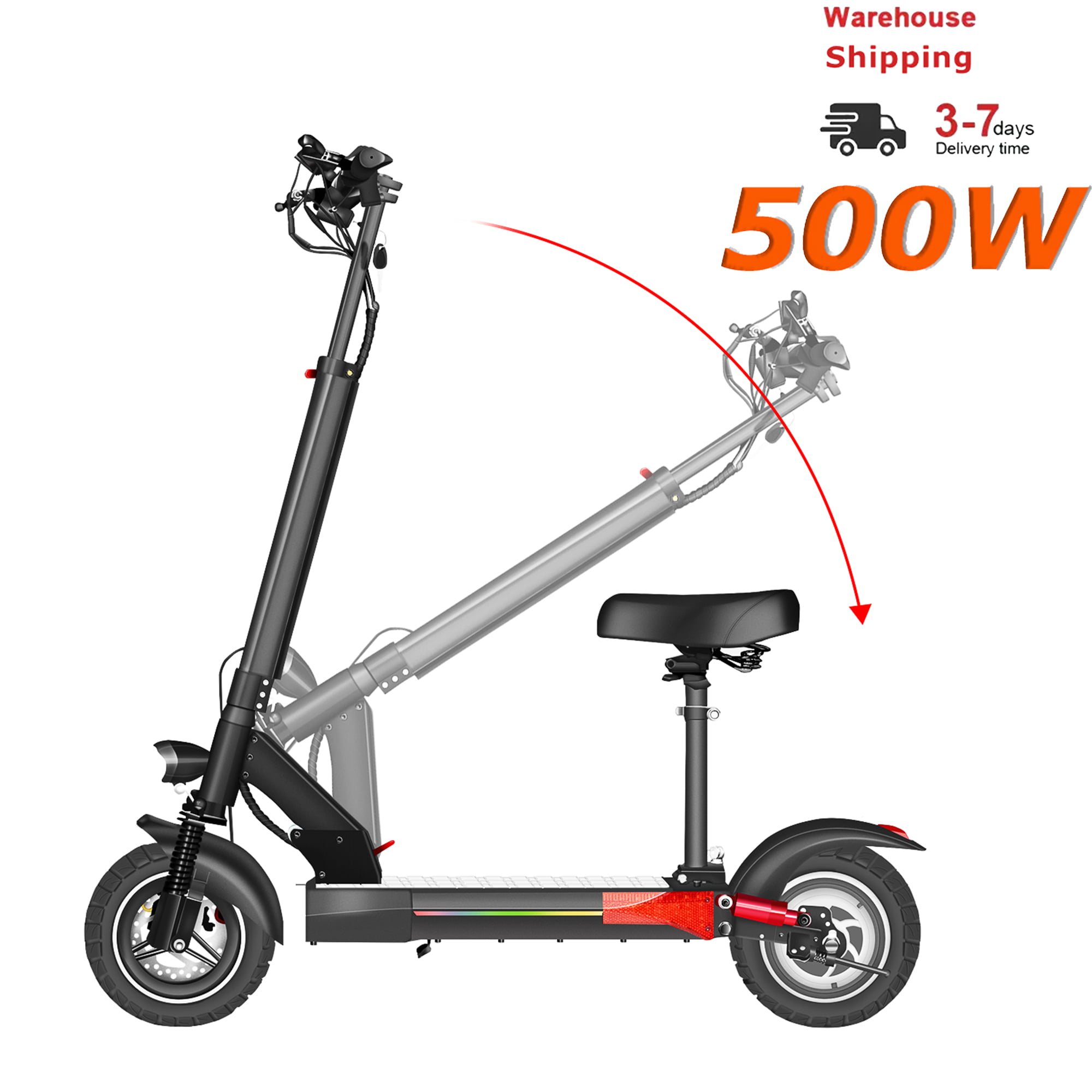 Segmart Adults Electric Scooter, 500W Motor Folding Motorized Lightweight Compact E-Scooters with APPS, Up to 28MPH & 37 Miles-10'' Solid Tires, Dual Braking System, 330lbs, Black - Walmart.com