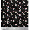 thumbnail image 2 of Soimoi Black Heavy Canvas Fabric Red Berries & Woodpecker Bird Print Fabric by the Yard 58 Inch Wide, 2 of 3