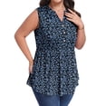 thumbnail image 2 of OutfitShow Women Plus Size Blouse, Casual V Neck Sleeveless Shirt Pleated Button Tunic Top, 2 of 7