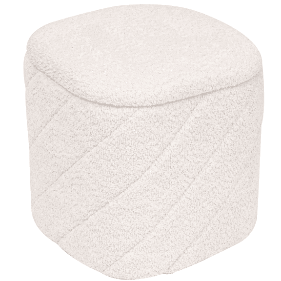 Aria Home Diagonal Tufted Cube Ottoman with Storage, Upholstered Footrest 15" Stool, Ivory