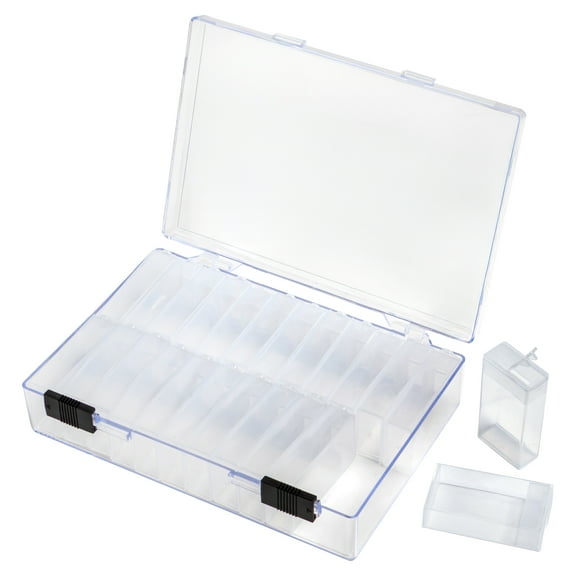 The Beadsmith Plastic Storage Box – 6.25″ × 4.2″ × 1.5″ Box w/ 24 Clear Flip-Top Containers