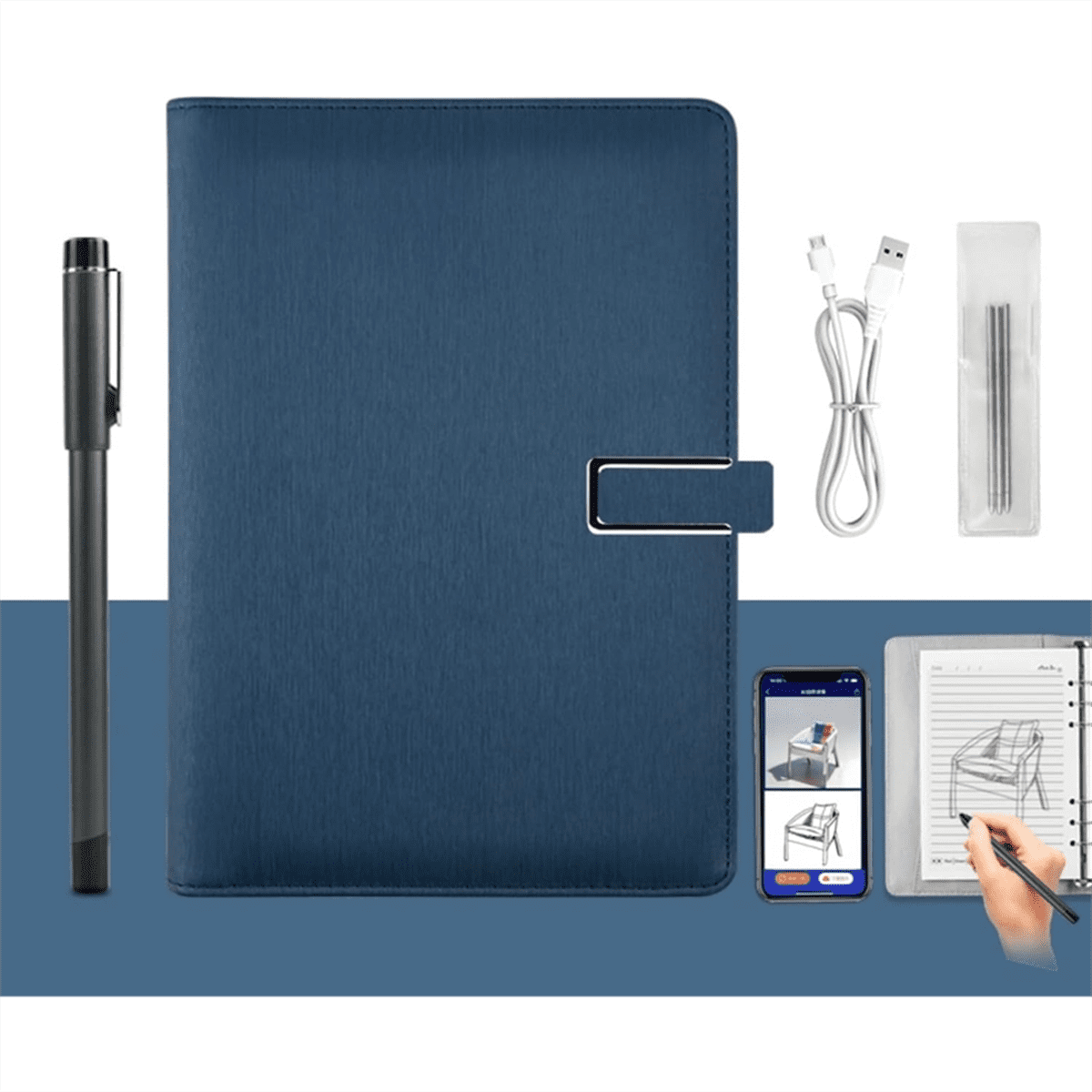 Syncify Digital Sketchbook Pro V2, Bluetooth 5.0 Smart Sync Pen & Digital Notebook, Writing & Note-Taking Tool D,1pcs x smart notebook with pen,Dark Blue