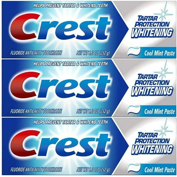 Crest Tartar Protection Whitening Toothpaste, Cool Mint Paste, 8.2 oz (232g) - Pack of 3