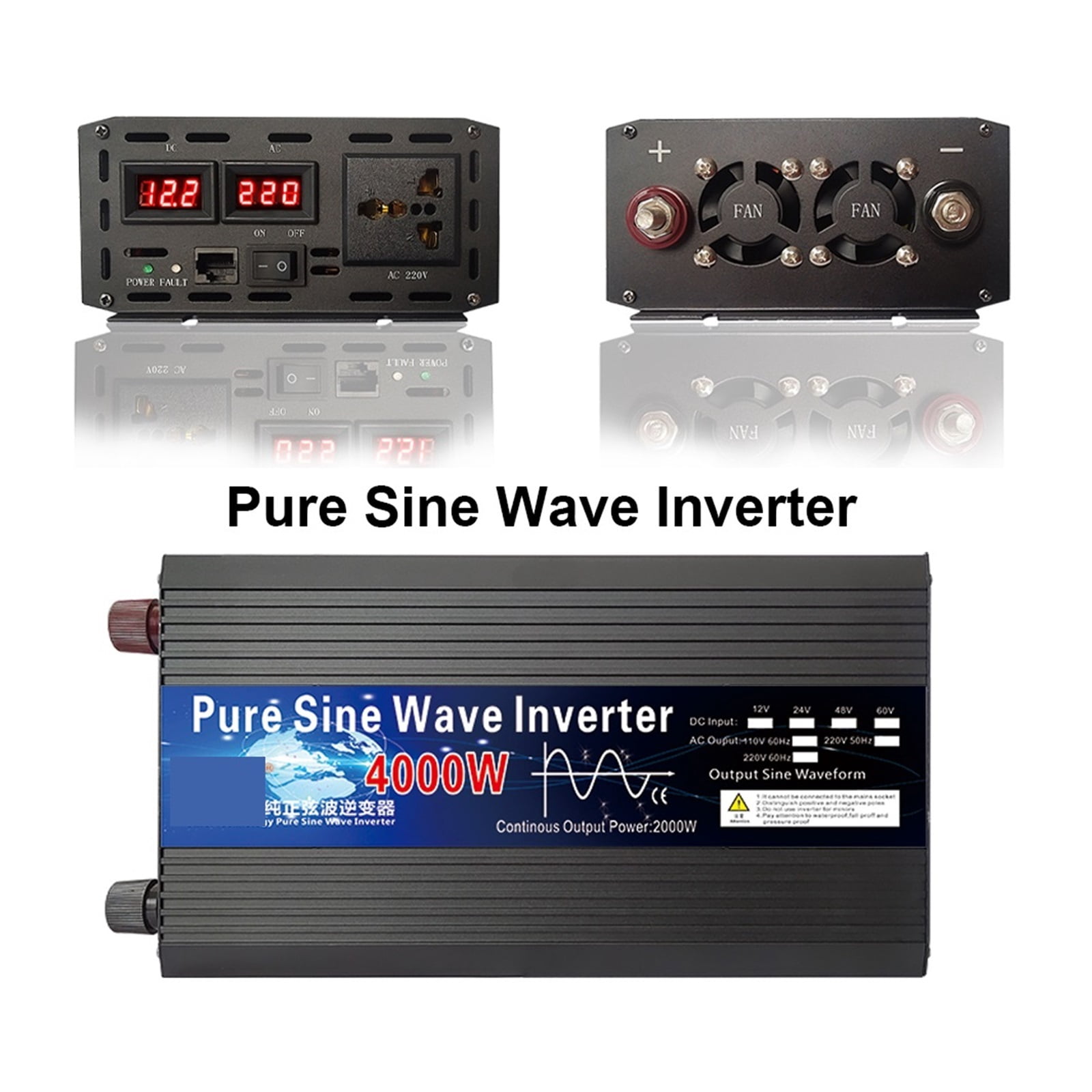 Pure Sine Wave Inverter 12V 24V 48V 60V 220 3000w 4000w Voltage Transformer Solar Power Inverter 12V 220 Inversor ,Multiple Safety Protections