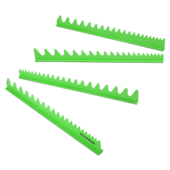 OEMTOOLS 22217 4 Piece Magnetic Rail Wrench Organizer, Magnetic Tool Box Accessories, Wrench Organizers Magnetic, Wrench Tool Box Organizer, Green