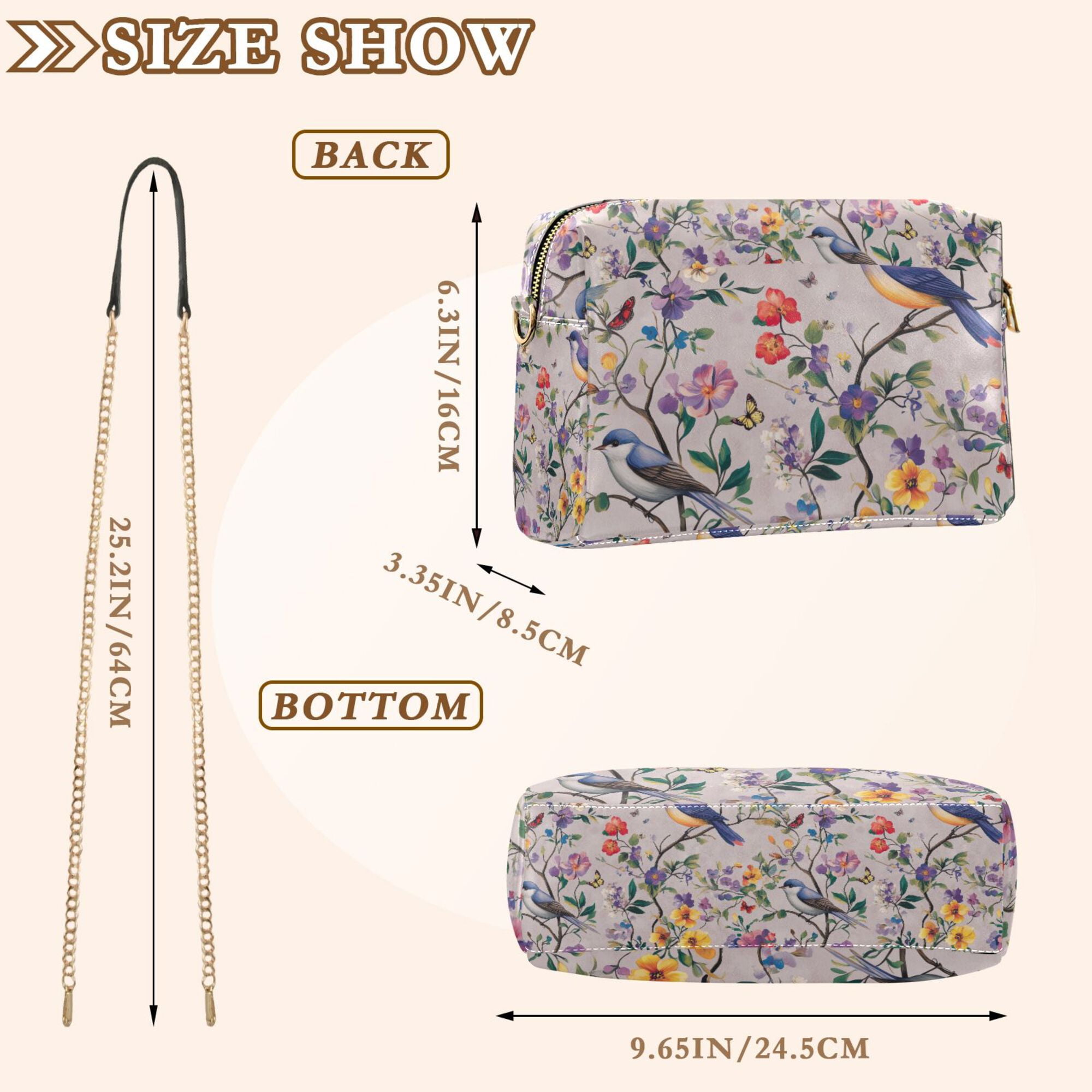 FORMRS Women Crossbody Purse with Chain Strap Vegan Leather Shoulder Handbag, Purple Floral Pattern