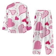 thumbnail image 2 of Renewold Skin Friendly Button Pajamas Style Party Valentine's Day Set Size M 2 Pieces Pink Hearts Long Sleeve Top & Pants Women Casual Daily Wear Sleep Loungewear, 2 of 6