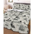 thumbnail image 3 of Quilts Queen Size Bedding Set, Nautical Lighthouse Lightweight Quilted Comforter, Farmhouse Retro Ocean Ship Map Soft Reversible Bedspread Coverlet with Pillow Covers for All Season, 90" x 96", 3 of 7