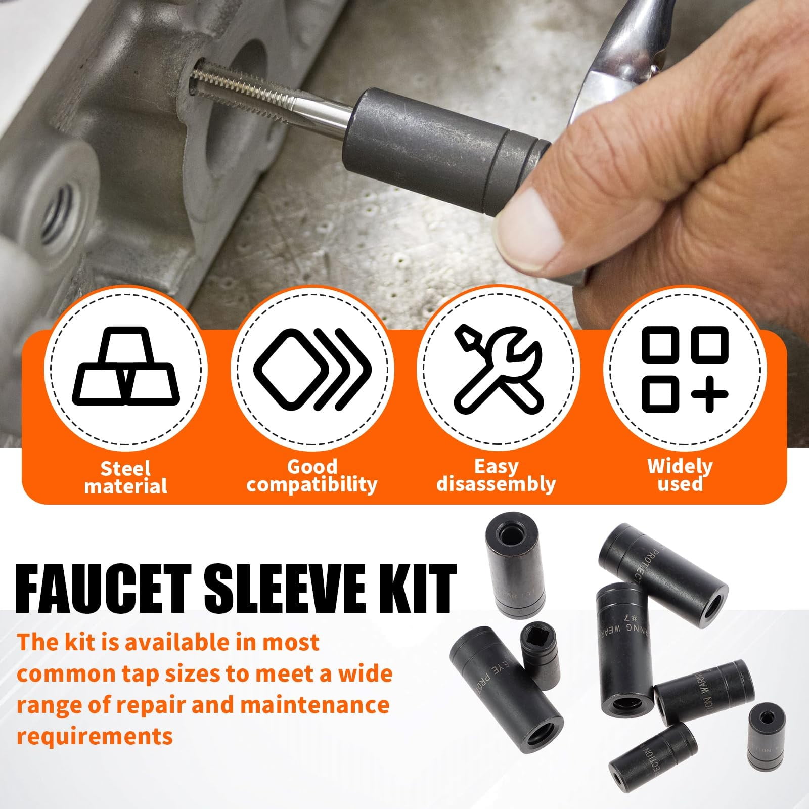 8 Pieces Thread Tap Socket Set 1/4" & 3/8" Drive Tap Socket Wrench Screw Taps Sockets Adapter Holders for Automotive Home Repairs Threading Tasks, 7.83x3.54"