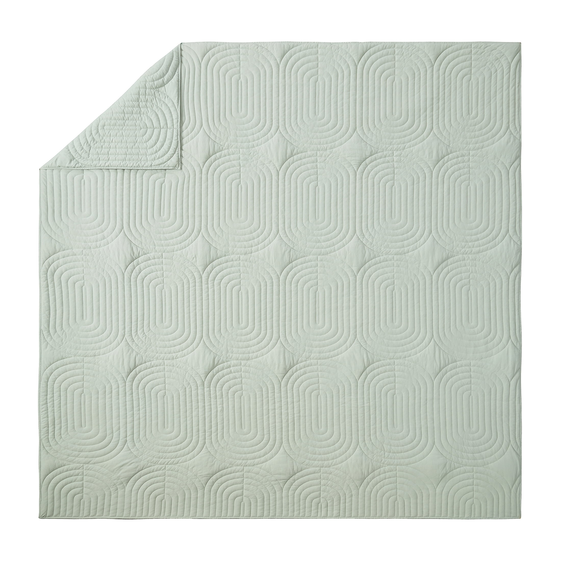 Beautiful by Drew Barrymore Geo Jersey Quilt, Green Sage, Full/Queen, Adult/Teen