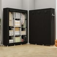 thumbnail image 5 of Closet Wardrobe, Portable Closet for Bedroom, Clothes Rail with Non-Woven Fabric Cover, Clothes Storage Organizer, 51 x 17.7 x 67 Inches, 8 Compartments,Multifunctional Cloth Closet Home Bedroom, 5 of 6