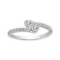 thumbnail image 5 of LeCalla 925 Sterling Silver 14K Rhodium Plated Light Weight Italian Design Wedding Band Rings for Women With Two Sparkling Cubic Zirconia CZ Heart Finger Rings for Her (Size - 5), 5 of 7
